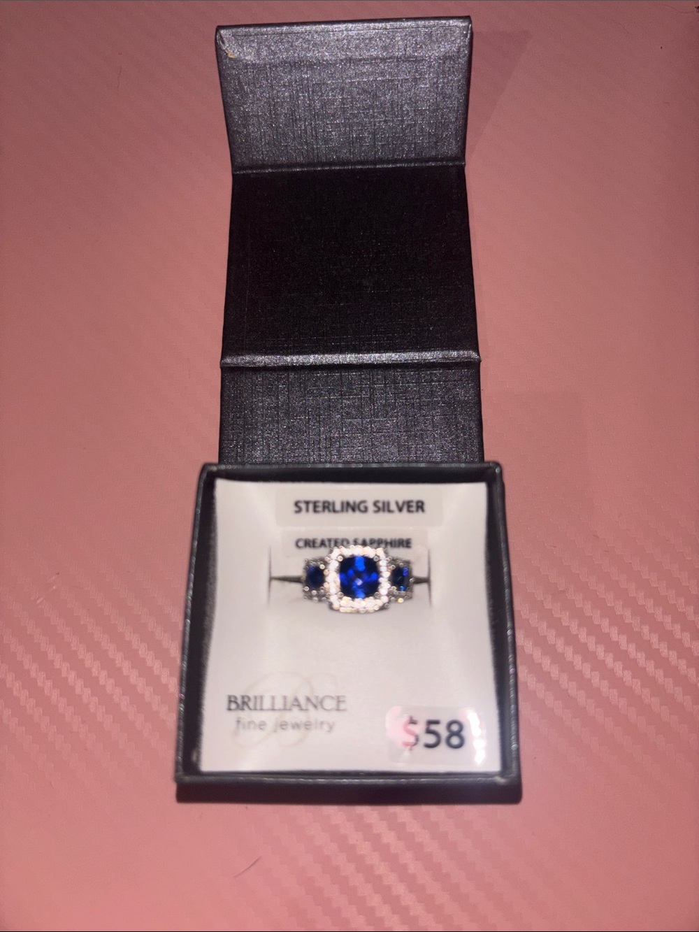 Sterling Silver Created Sapphire Ring Size 7